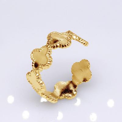 Four Leaf Clover Ring Exaggerated Titanium Steel Ring Women's Open Adjustable Stainless Steel Ring