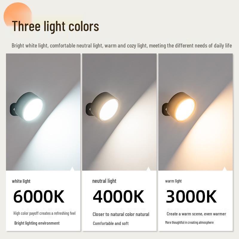 LED Magnetic Wall Lamp for Bedroom or Stairwell - Simple Cylinder Spotlight Night Light