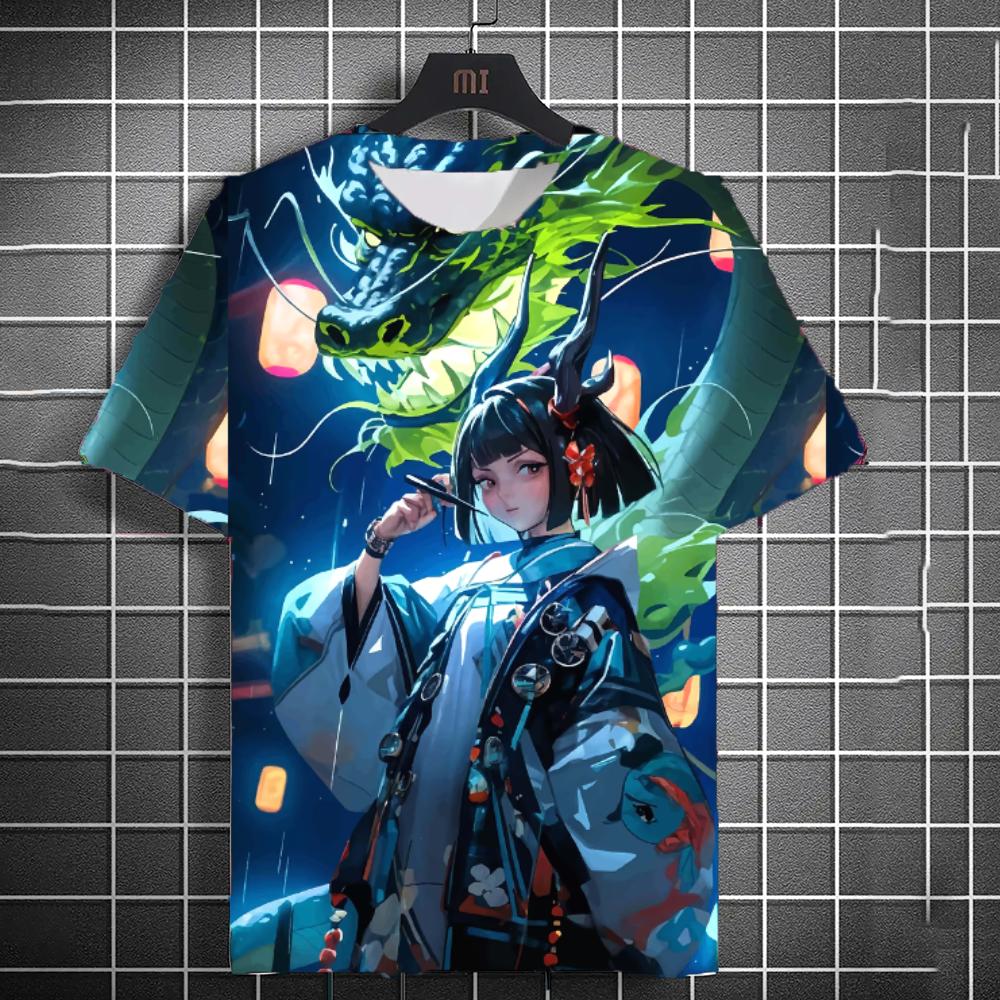 2025 New Men's Samurai Katana Tattoo Girl T-Shirt Street 3D Print Unisex Personality Anime Tee Summer Women Short Sleeve Y2k Top