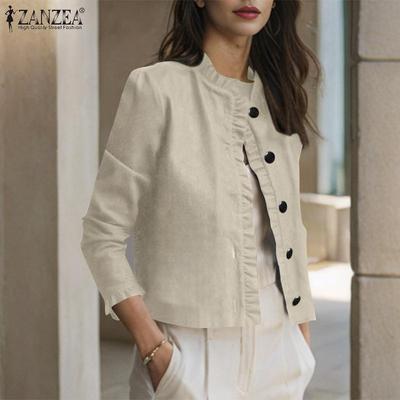 Women Vintage Round Neck Long Sleeve Pockets Shirts