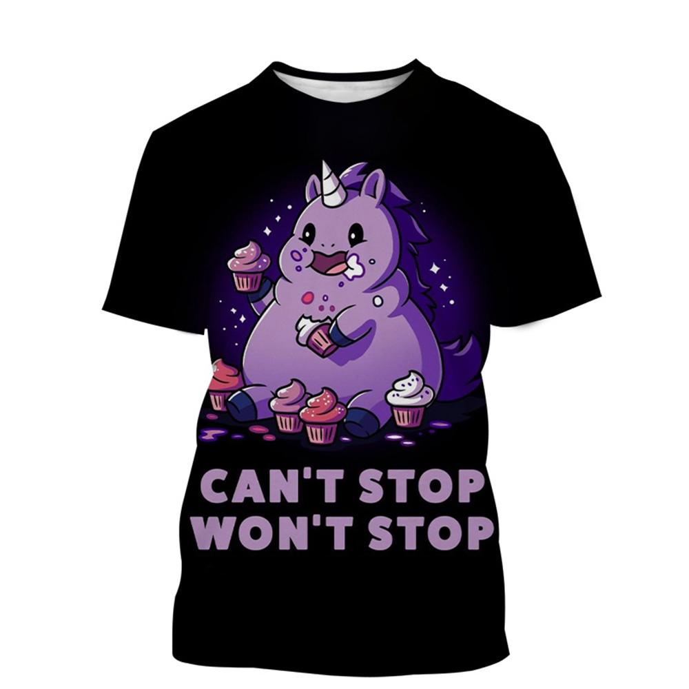 Summer Unicorn 3D Painted Art T-shirts Fashionable Casual Harajuku Fun Animal Streetwear Children's Boy and Girl Kids Unisex T-shirts