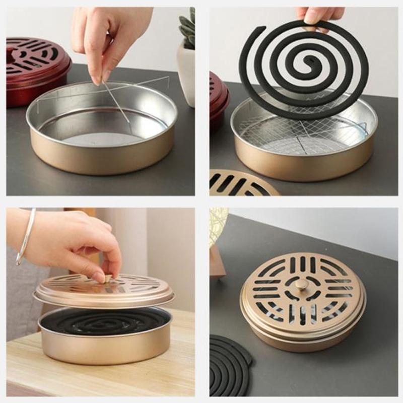 

1 шт. Підставка-лоток для спіралей від комарів, Рамка, Кругла полиця-пластина з нержавіючої сталі для спіралей, пахощів, репелентів срібний