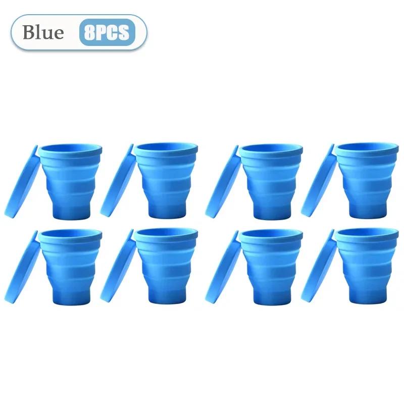 1-10Pcs 180Ml Silicone Collapsible Water Cup Outdoor Camping Travel Portable Foldable Lid Coffee Cup Sports Hiking Accessories