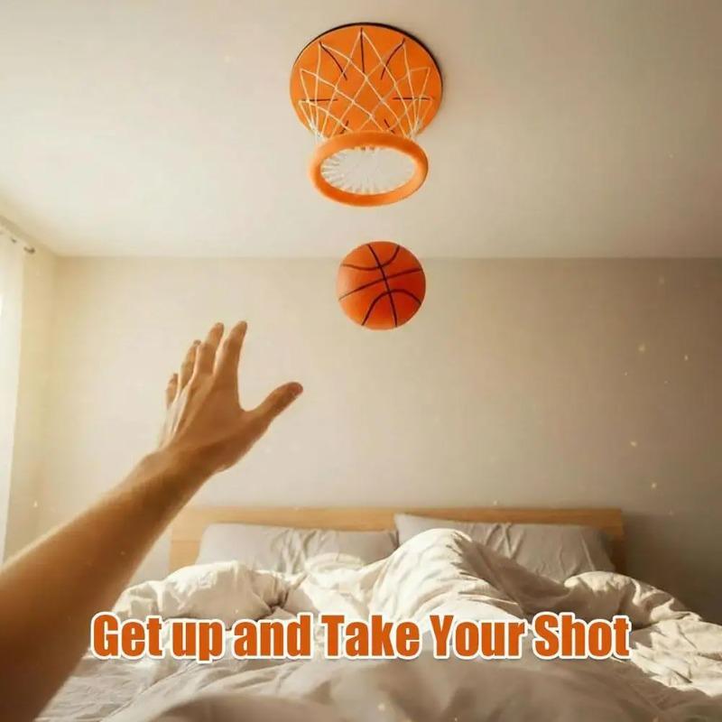 Hanging Indoor Basketball Hoop, Mini Ceiling-Mounted Basketball Goal with Net Ball, Portable Small Bifold Design for Bedroom, No Assembling