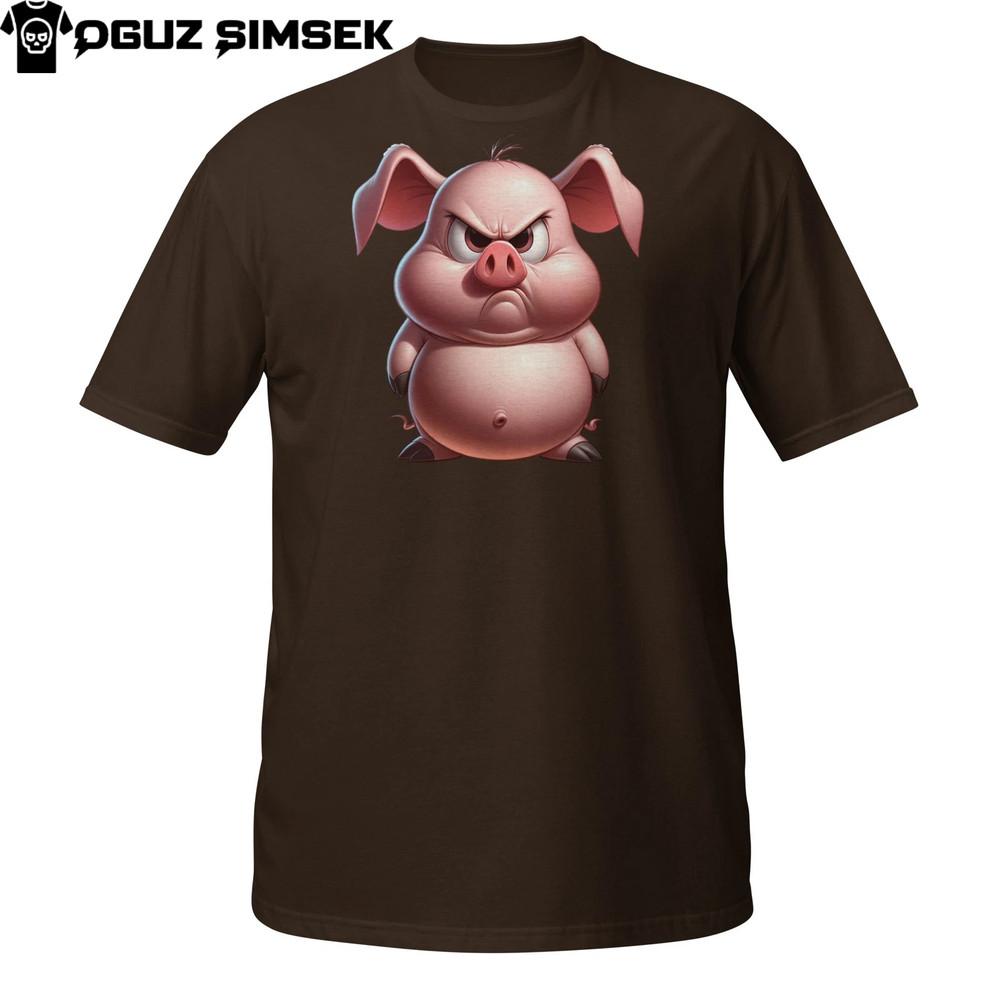 

Angry Pig T-Shirt – Funny Grumpy Cartoon Farm Animal Tee 4XL