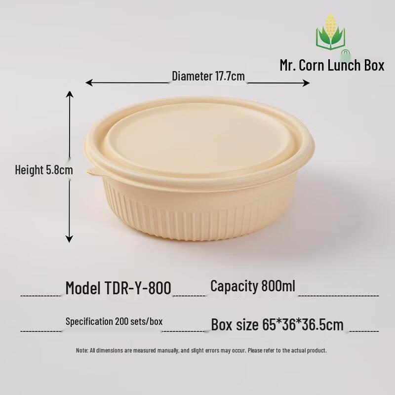 800ml Corn Starch Disposable Round Bowl