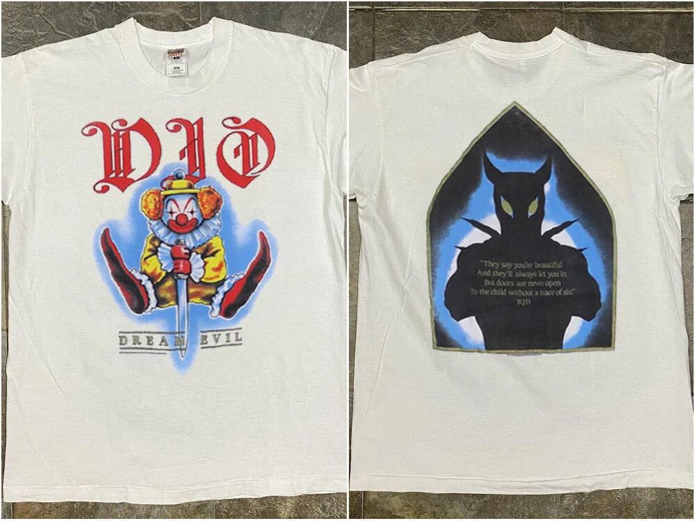 DIO T-Shirt Vinatge 1987 Dio Dream Evil White T-Shirt  Dio Heavy Metal Band 8 Unisex T-Shirt XXXL