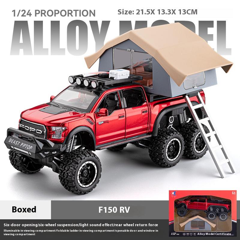1/24 Ford Raptor Pickup Truck Model, Removable Simulated Alloy RV, Off-road Toy Car with Sound and Light, Boy's Birthday Gift