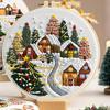 DIY Material Hand Embroidery Kit Snow Scenery Winter Villages Christmas Trees Christmas Theme Decorations Embroidery Kit