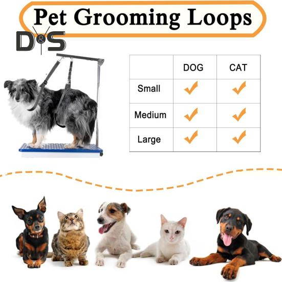 3Pcs Dog Grooming Belly Straps with Clamp Extension Loop Adjustable Design Easy To Use Pet Grooming Ropes for Small Medium Dog