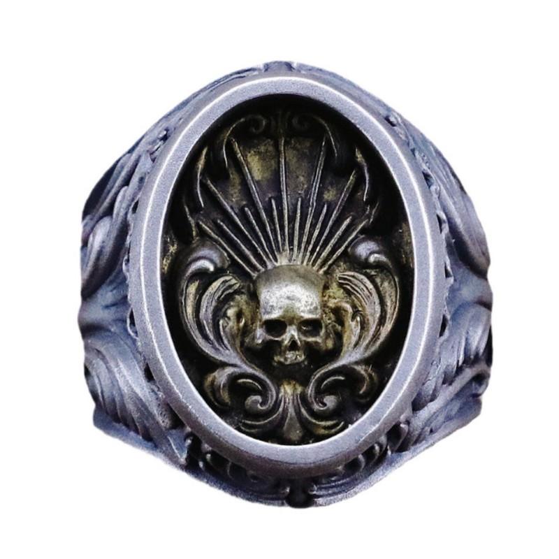 Adjustable Skull Ring Men Women Sterling Punk Gothic Fashion Jewelry Geometric Design Electroplated Finish