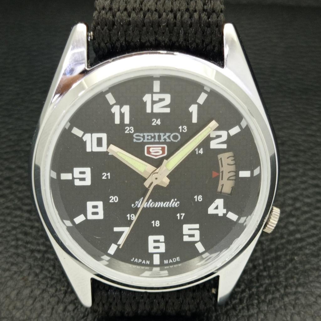 REFURBISHED VINTAGE SEIKO 5 AUTOMATIC JAPAN MENS BLACK DIAL WATCH A435099-2 R122-a435099