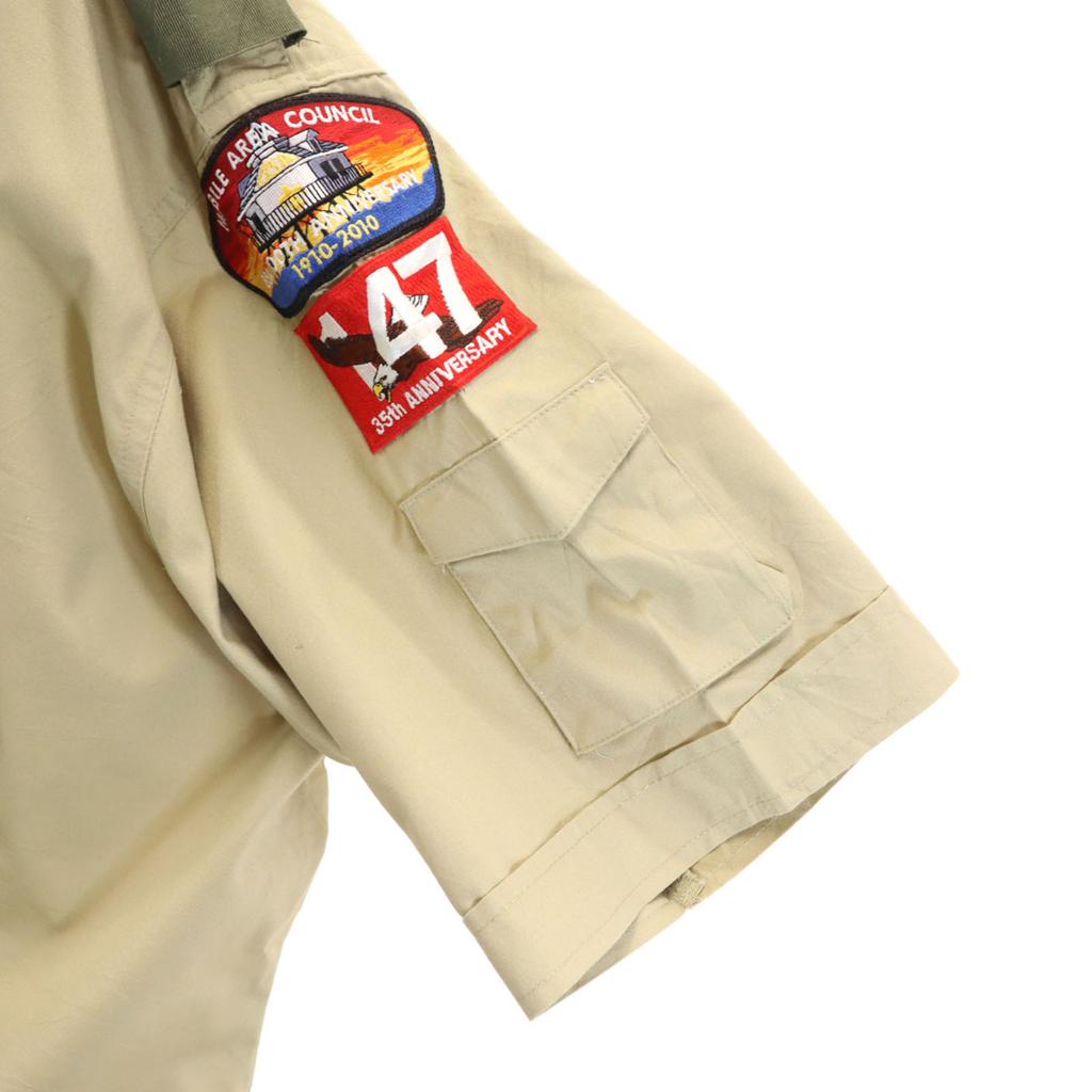 BOY SCOUTS OF AMERICA Krátkorukávová pracovná košeľa 2XL Béžová Veľká veľkosť Pánska Použitá