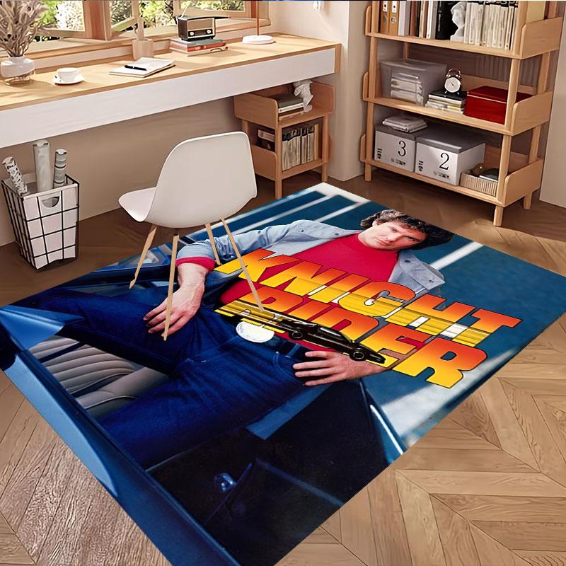 Knight Rider Print Rug, Washable Floor Carpet, For Entryway Dorm Laundry Room Office Study, Home Decor Birthday Christmas Gift