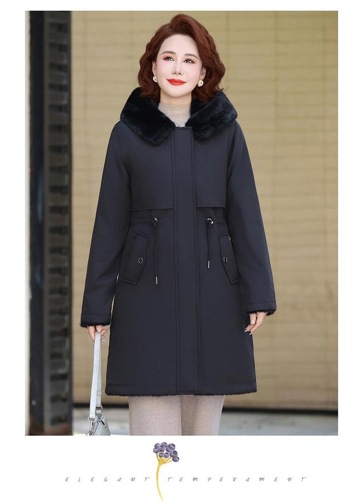 Mom's 2025 Winter Parka: Mid-Length, Double-Sided Cotton Jacket with Velvet for Middle-Aged and Elderly Women.