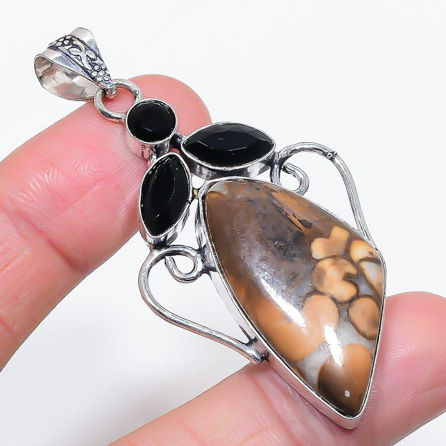 

Натуральный агат в горошек, шпинель, ювелирная подвеска из стерлингового серебра 925 пробы 2,60 u1i84