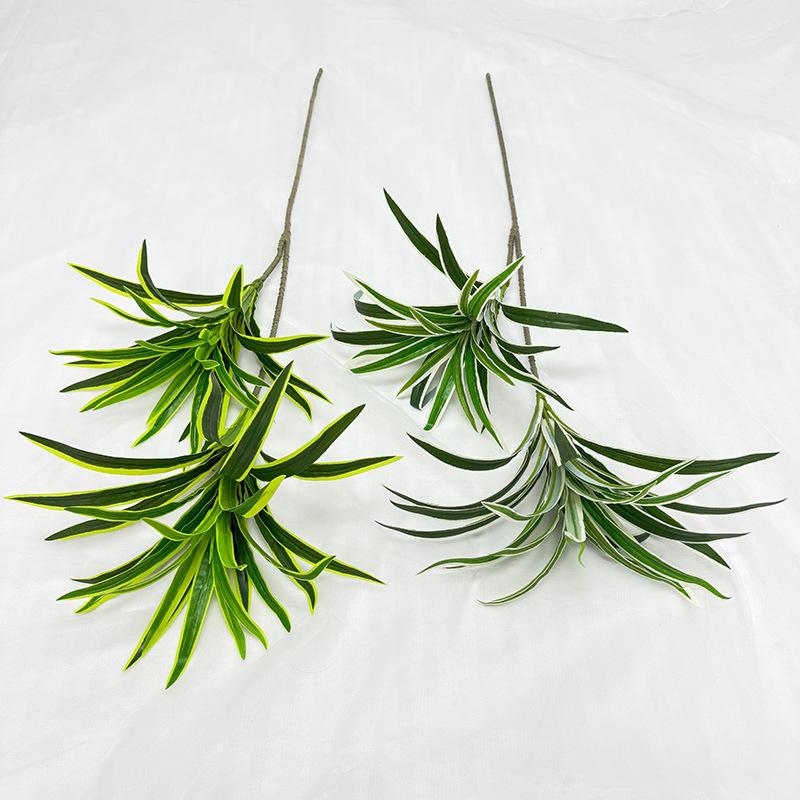 Artificial 2-Forked Dragon Blood Branch Floral Plastic Plant Restaurant Decoration Simulation Green Plants Leaves Fake Flower