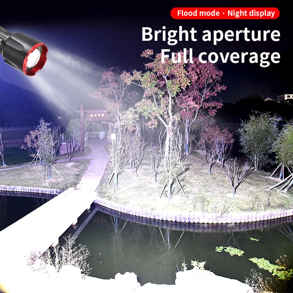 High-power LED aluminum flashlight Rechargeable torch Outdoor searchlight Portable camping light With telescopic zoom