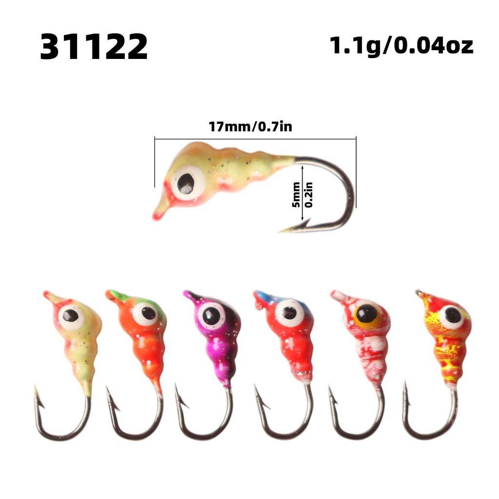 6-Color Thread-Style Micro Ice Fishing Hook, 1.1g Soft Bait Lure