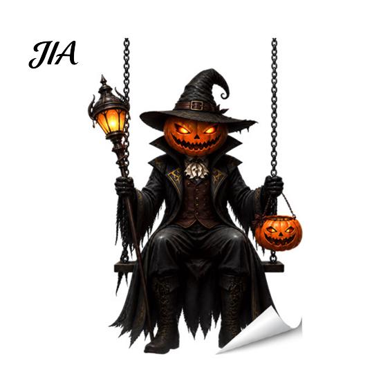 Forniture per Feste Spettrali Halloween Zucca/Scheletro Mietitore Adesivi per Finestra, Decalcomanie Statiche Rimovibili, Pellicola Resistente in PVC Impermeabile Horror