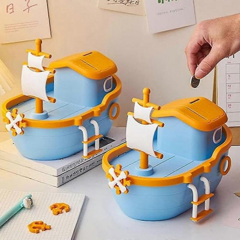 Cofrinho Navio Pirata Cofre de Dinheiro Plástico Inquebrável Cofrinho de Moedas Caixas de Dinheiro Brinquedos de Navio Pirata para Crianças Modelo de Estátua de Velheiro Para Aniversário