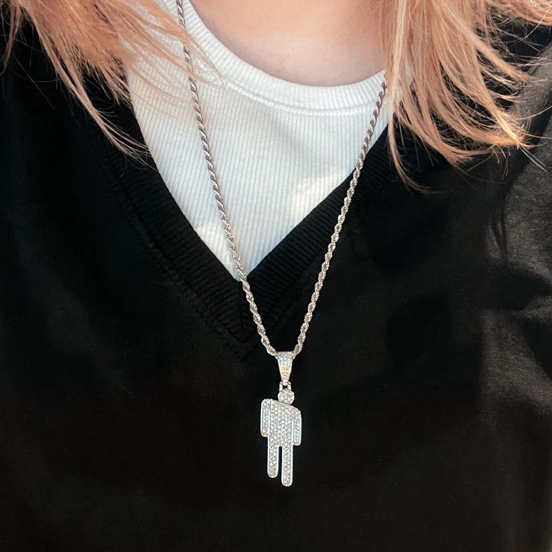 HJJ Hip Hop Zirkon Anhänger: Trendsetzende Krummkopf-Halskette für Männer und Frauen