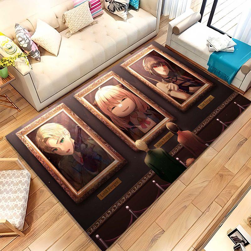 Anime SPY×FAMILY Carina Anya Forger Cartone Animato Tappeto Area Antiscivolo per Soggiorno Tappeto Morbido per Camera da Letto Bambini Divano, Tappetino per Porta Decorazione Casa