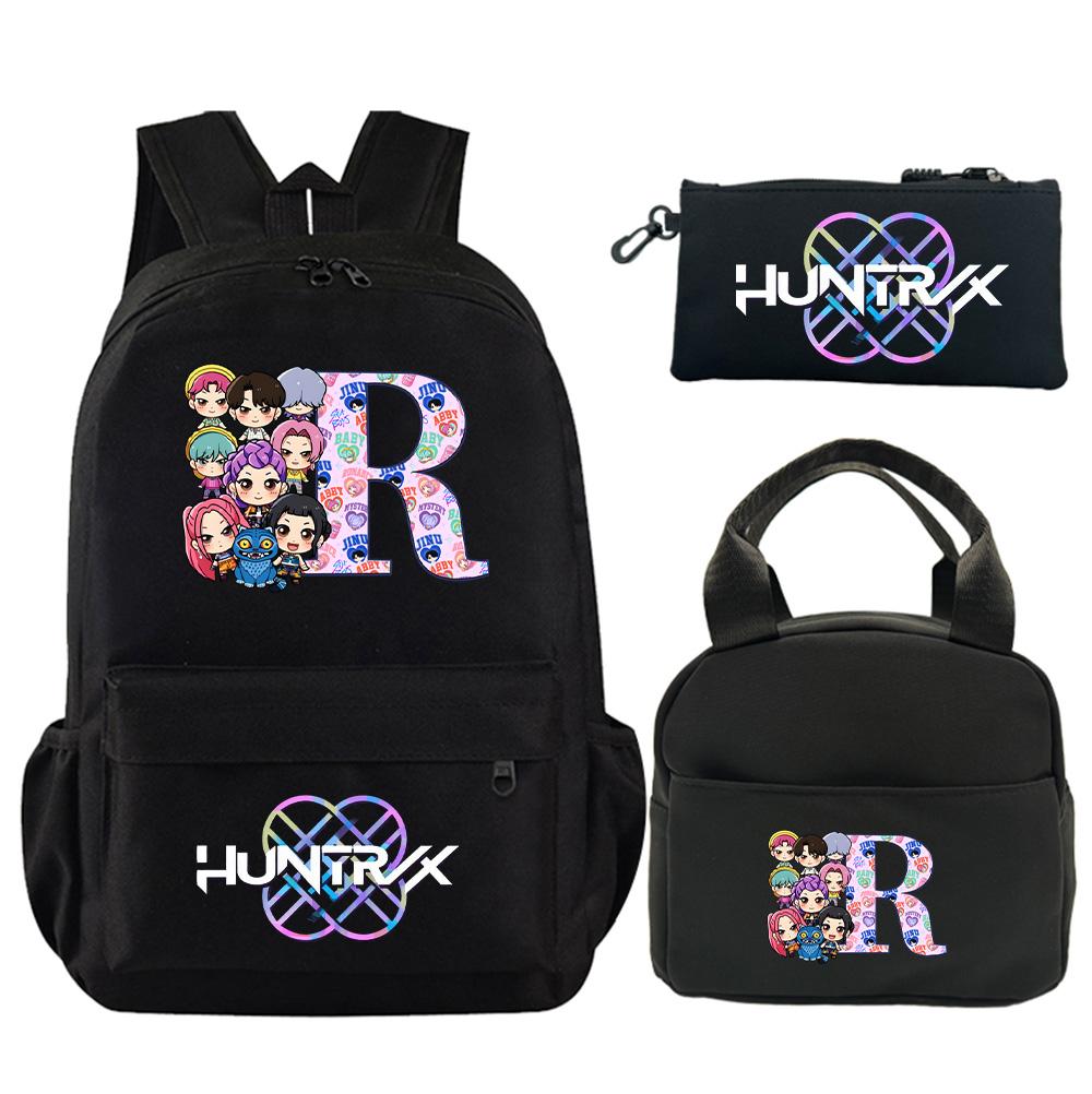 3Pcs/set 26 English Letter Printed Backpack with Shoulder Bag Pencil Case for Teenager Student Boy Girl Schoolbag Large Capacity Bookbag Kid Gift