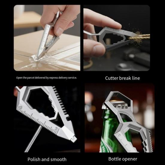 3/4Pcs Multi-functional Wrench 10 in 1 Everyday Carry Tool with Bottle Opener Protractor Dual-Scale Ruler Saw Cutter Screwdriver Rust-Resistant Hand