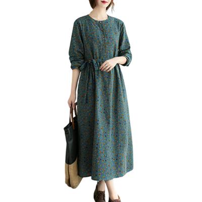 Long Sleeve Floral Print High Maxi Loose Plus Sizes Elegant and Perfect for Everyday and Autumn [Leadamon-oee] Women's Dress, A-Line, Waist, Length,