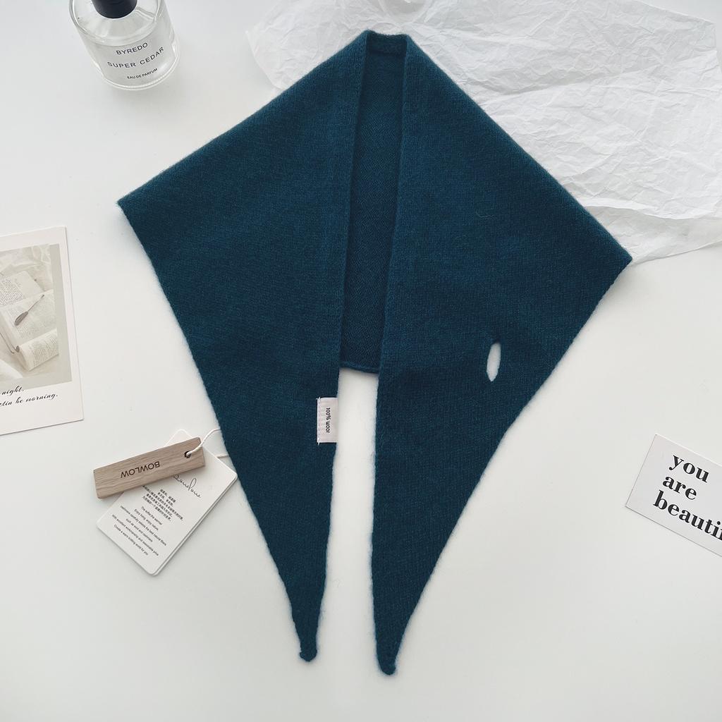 New Korea Styles 100% Wool Knitted Triangular Scarf Women Winter Warm Decorate Headscarf Shawl Neckerchief Hijab Pashmina