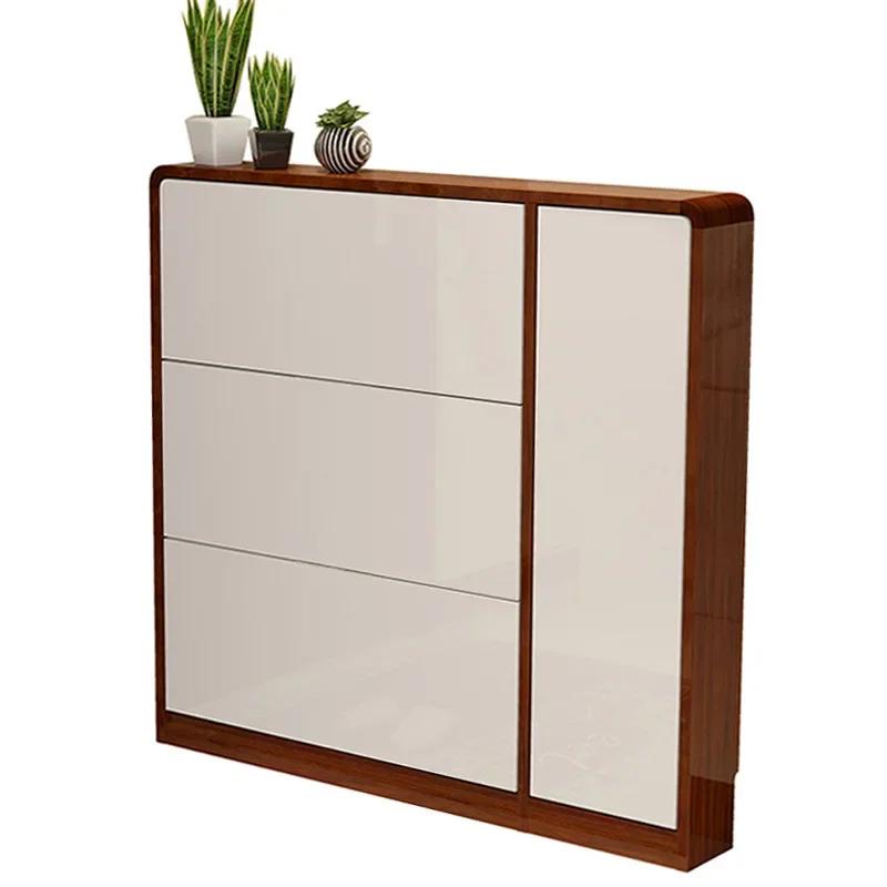 Large-capacity Ultra-thin Shoe Cabinet Dormitory Entrance Shoe Rack Storage Cabinet Solid Wood Light Luxury Home