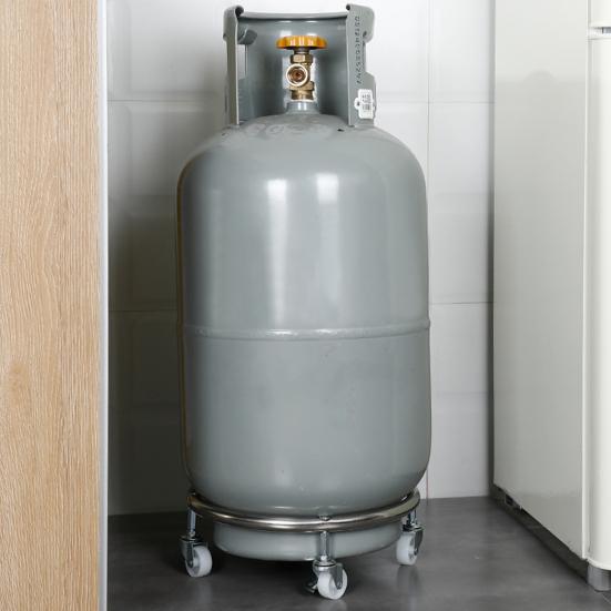 Edelstahl Gasflaschenwagen mit Rädern Stark belastbar Mehrzweck Propantankhalter Universeller Flaschenständer