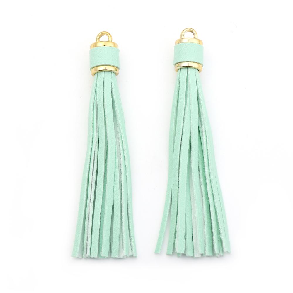 

4pcs 10cm PU Leather Tassel Colorful Metal Ring Tassel Pendant For Home Decoration DIY Garment Bag Key Chain Jewelry Accessories светло-зеленый