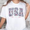 Floral Usa Shirt American Girl Shirt Usa Est 1776 Tshirt Girly 4th Of July Tee Patriotic Unisex Tshirt Flower Usa
