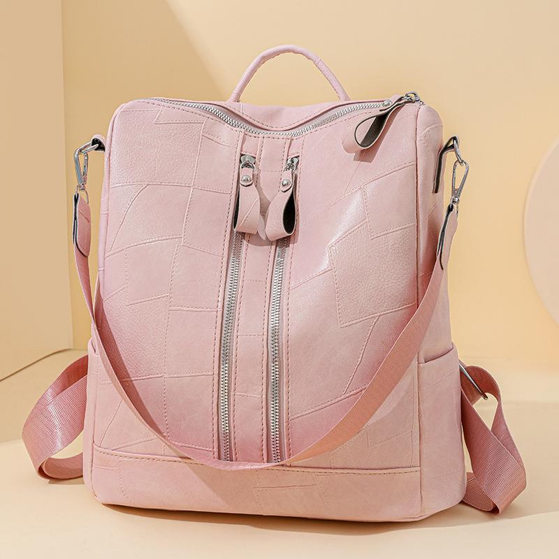 Simple and Retro Patchwork Women's Backpack Fashionable Backpack Mommy Bag and Women's Bag