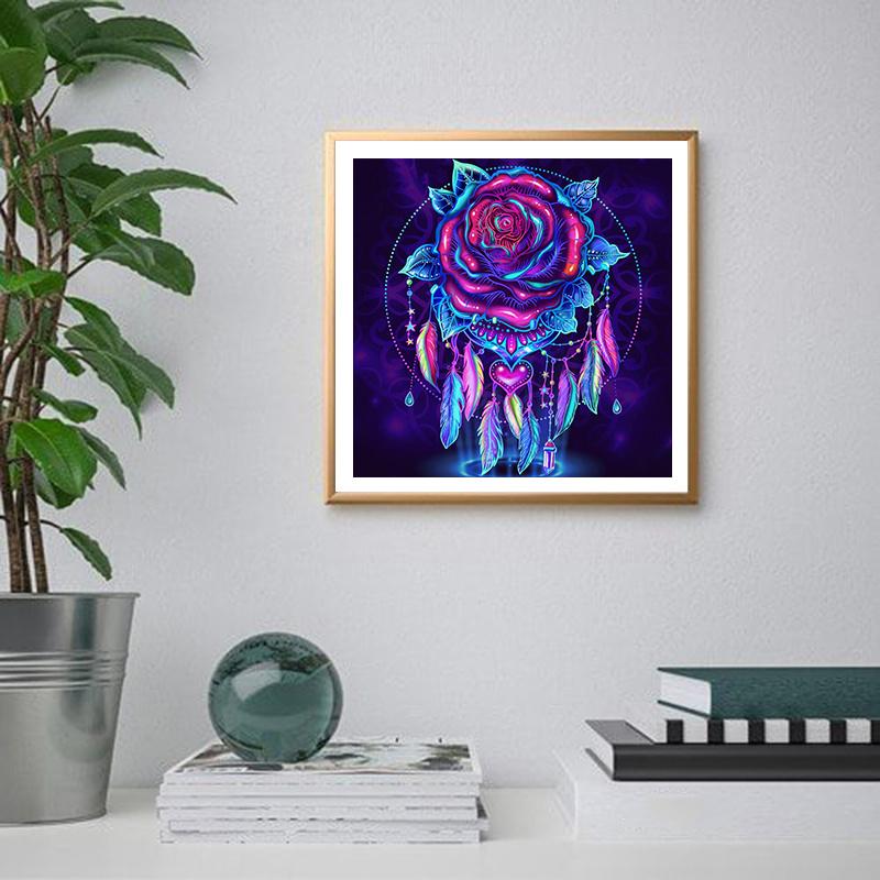 

5D Diy алмазная живопись цветы и перья Алмазная вышивка полный набор аниме наборы для вышивки крестом домашний декор подарок ручной работы Round 30x30cm