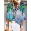 Shirt Women's Fashion Blouse Femme Summer Casual Tops Printed V-Neck Half Sleeve T Shirt Plus Size S-3XL