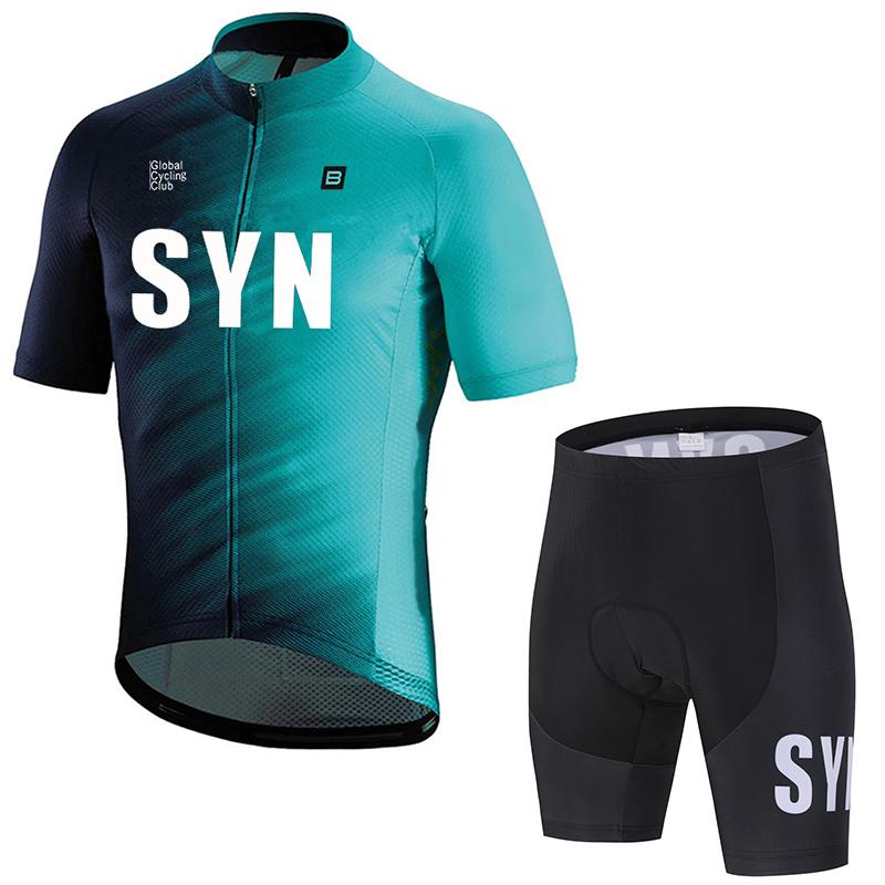 

2026 SYN Cycling Sports Shirt Short Set Men s Cycling Top Cycling Shorts Road Cycling Jersey Cycling Bib Sponge Cushion Shorts S коричневий