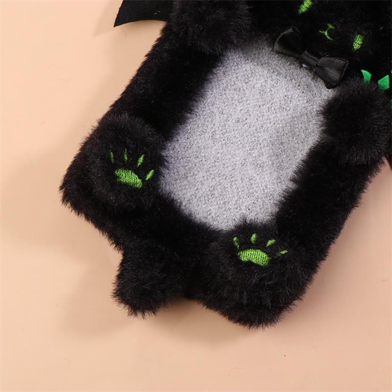Cartoon Cute Black Cat Plush Card Holder Photocard Case Bag Keyring Pendant Idol Photo Protective Cover Student Card Holder Gift