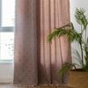 Curtain Finished American Country Style Jacquard Embroidery Solid Color Contrasting Color Semi-Blackout Bay Window Kitchen Curtain