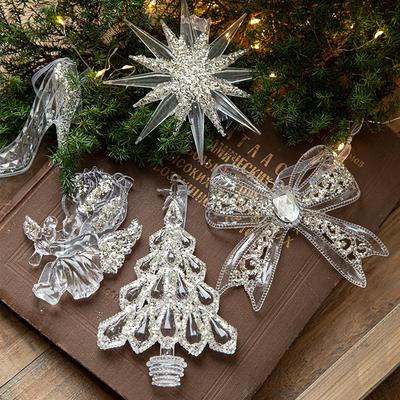Christmas Ice Crystal Pendant Christmas Tree Pendant Transparent Acrylic Angel Light Luxury Decoration Scene Layout Props
