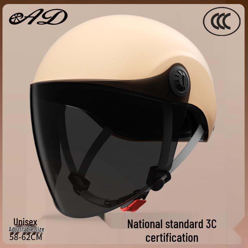 GB 3C Certified Unisex Electric Vehicle Helmet - Summer & All-Season Motorcycle Safety Half Helmet