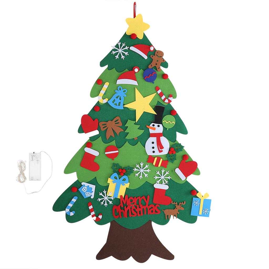 Christmas Decoration Wall Hanging Christmas Tree Felt   Holiday Party Ornament with LED