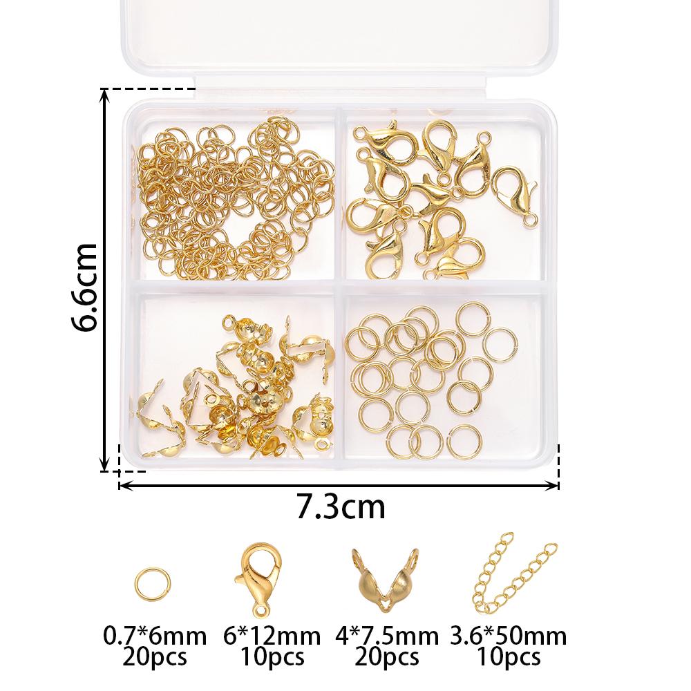1 Box 4-Fächer 14/18 Karat Goldfarben Beschichtete Karabinerverschlüsse Offene Biegeringe Sets Für DIY Armband Halskette Schmuckherstellung Zubehör