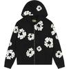 Moletom com Zíper e Estampa de Guirlanda de Algodão Preto Feminino SS25TZH11412036