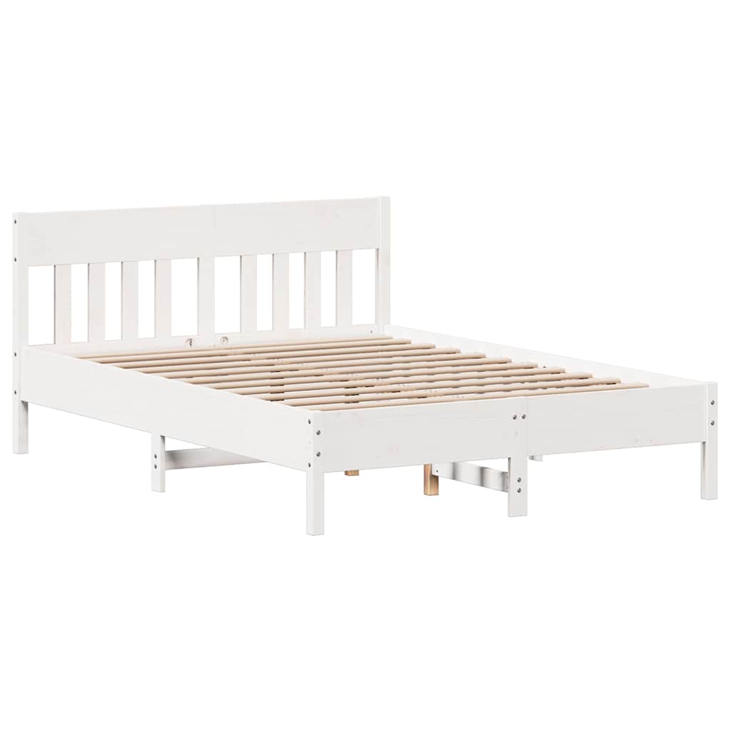 Vidaxl Bed Frame Without Mattress, White, 120X200 Cm, Pine Wood