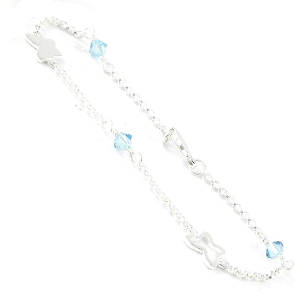 Les Trésors De Lily [G6313] - Silver Bracelet 'Ronde De Papillons' Turquoise Silver - 8x5 Mm