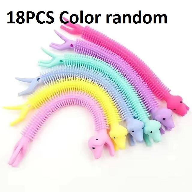 30-3PCS Funny Unicorn Pull Worm Noodle Fidget Toys Stretch String TPR Rope Anti Stress Toys String Stress Relief Autism Vent Toy