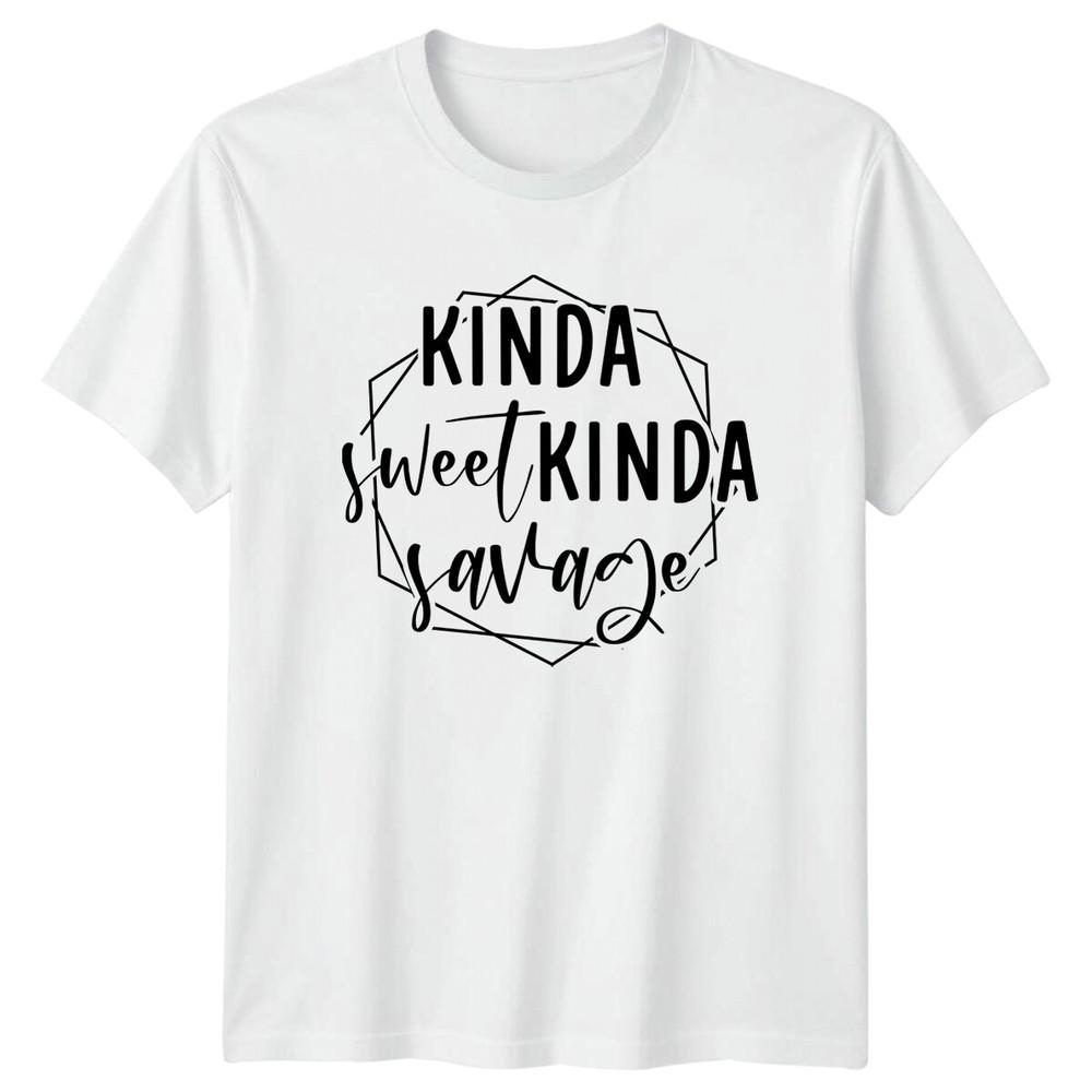 Kinda Sweet Kinda Savage Sarcastic Quote Graphic Adult TShirt S